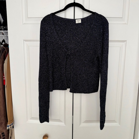 Abercrombie Black Glitter Open-Front Cardigan- Size Medium - Picture 7 of 10